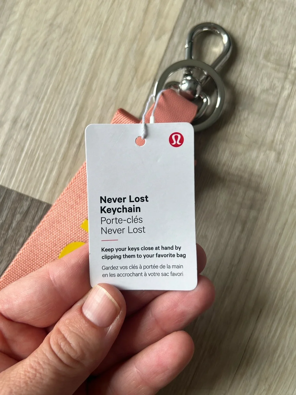 NWT Lululemon Never Lost Keychain Pink and Yellow